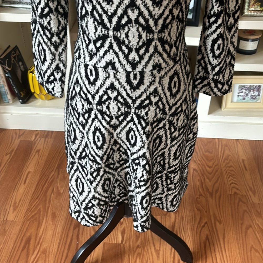NWT H&M Black White Long Sleeve Mock Turtleneck Fit & Flare Dress Small Casual - Picture 3 of 11